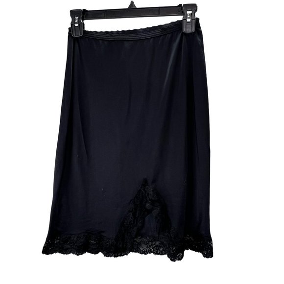 Vintage Formfit Rogers Slip Black Lace Trim size 10/12 Fits S/M USA Made Elastic - Picture 1 of 6